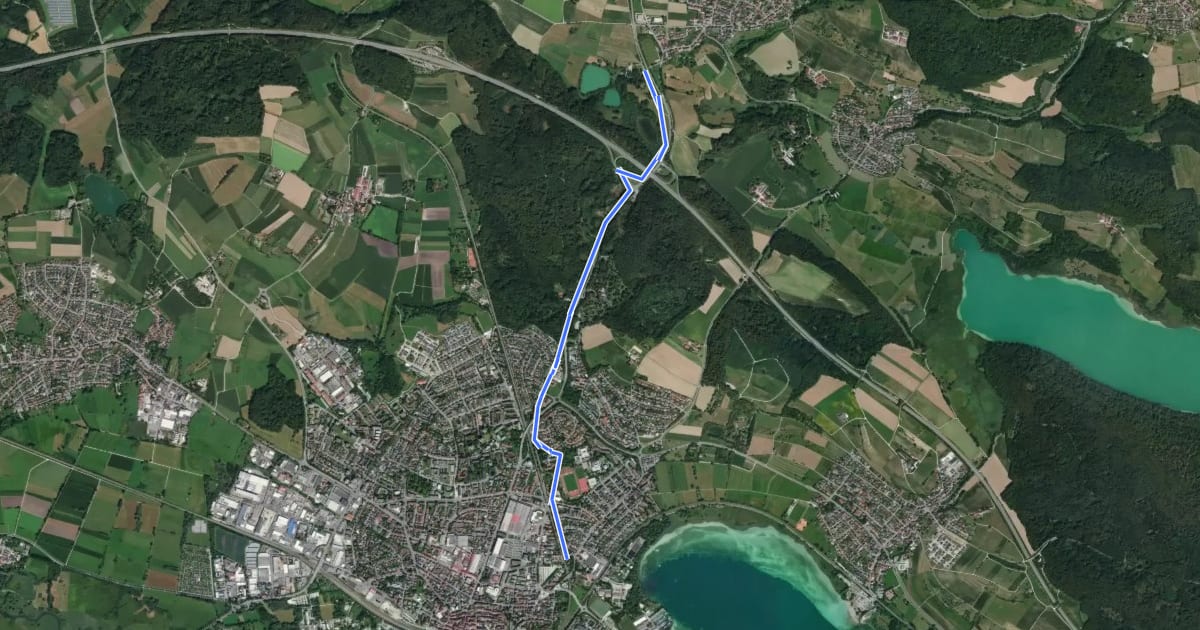 Маршрут Bodensee-Radweg, Abkürzung Bodanrück на спутниковом снимке