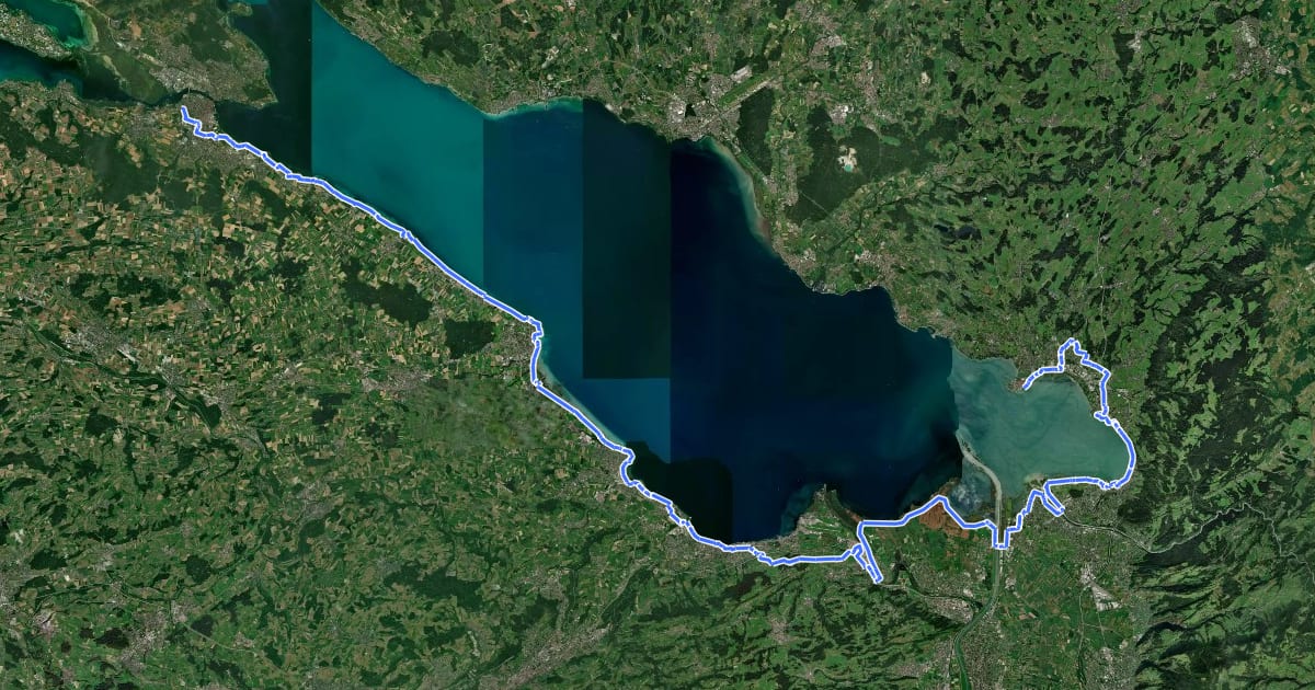 Маршрут Bodensee- Rundwanderweg (Abschnitt Lindau - Kreuzlingen) на спутниковом снимке