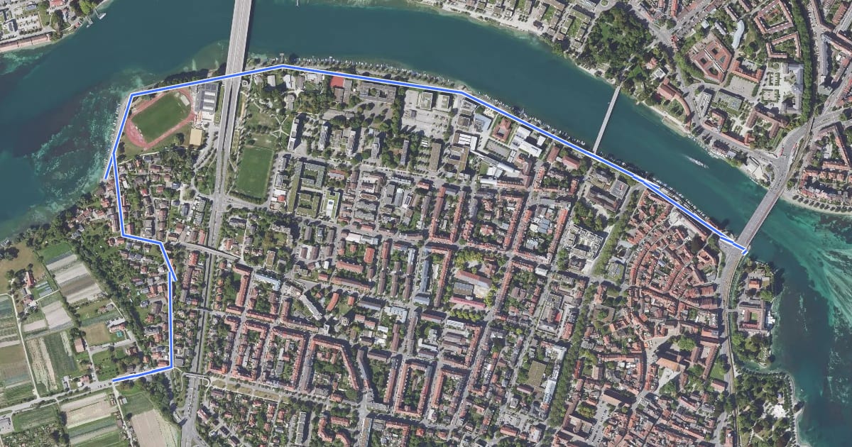 Маршрут Bodensee-Rundwanderweg - Alternative Konstanz на спутниковом снимке