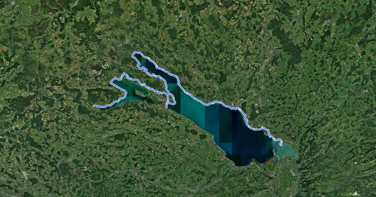 Маршрут Bodensee-Rundwanderweg (Stein a. R. - Lindau) на спутниковом снимке