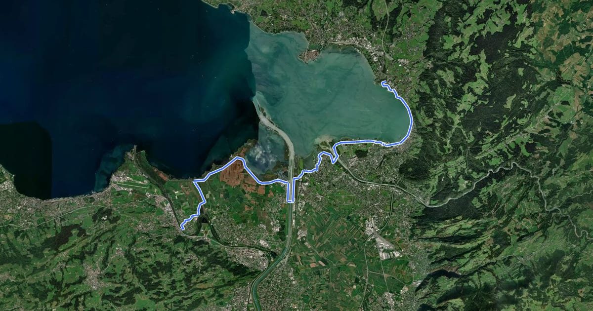 Маршрут Bodenseeweg на спутниковом снимке