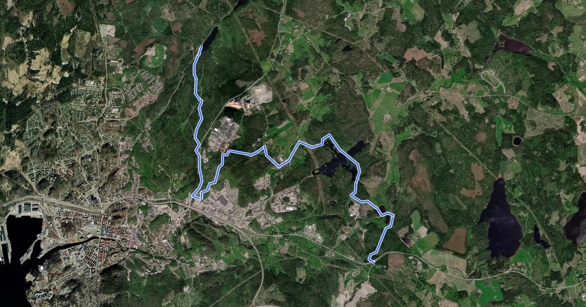 Маршрут Bohusleden - Etapp 13 Glimmingen - Bjursjön на спутниковом снимке