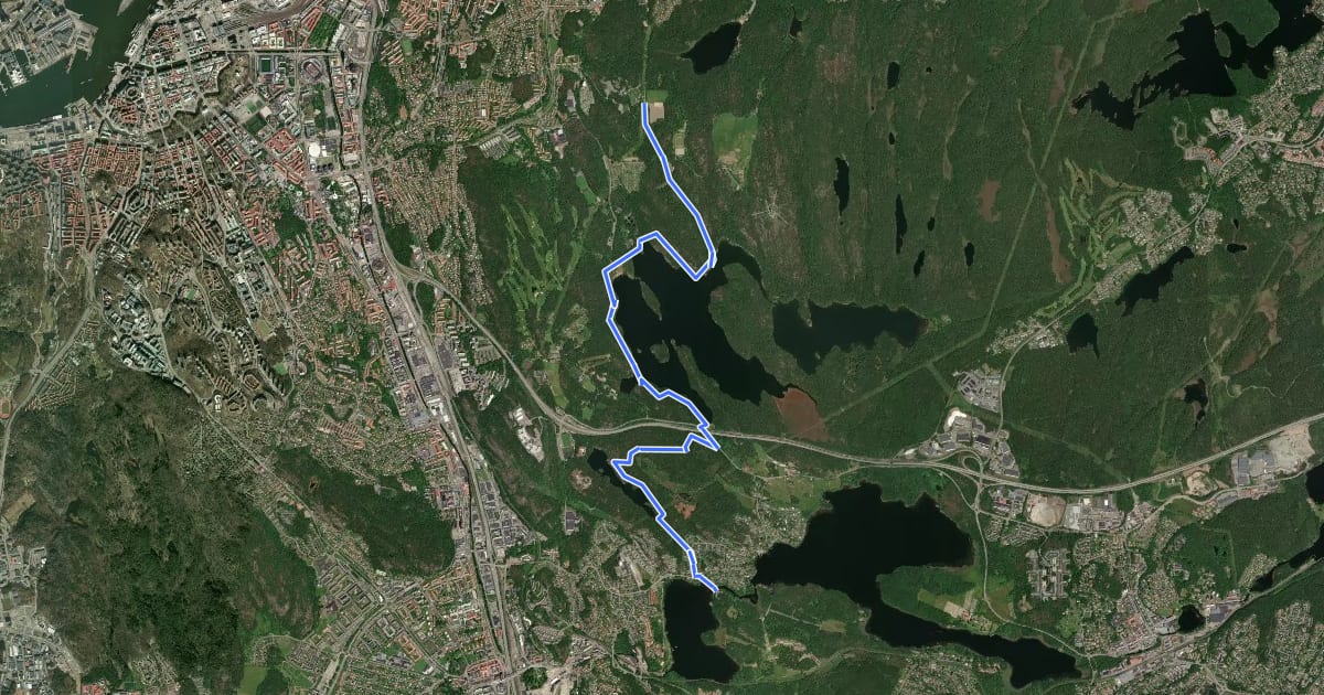 Маршрут Bohusleden - Etapp 2 Stensjön - Skatås на спутниковом снимке