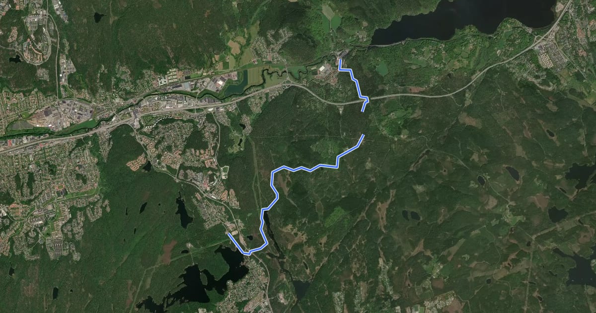 Маршрут Bohusleden - Etapp 4 Kåsjön - Jonsered на спутниковом снимке