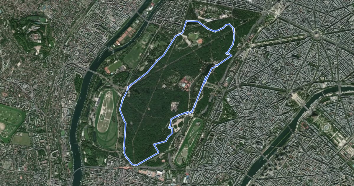 Маршрут Bois de Boulogne на спутниковом снимке