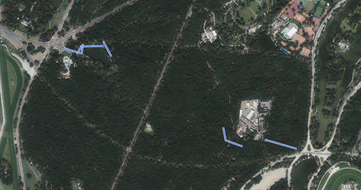 Маршрут Bois de Boulogne - variante centrale на спутниковом снимке