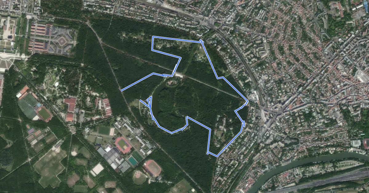 Маршрут Bois de Vincennes на спутниковом снимке