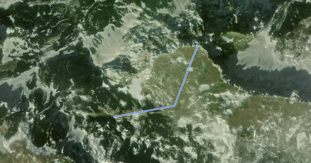 Маршрут Bojana - Trnovački Durmitor на спутниковом снимке