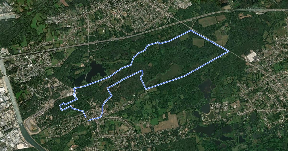 Маршрут Bolderberg-Viversel Rode driehoek на спутниковом снимке
