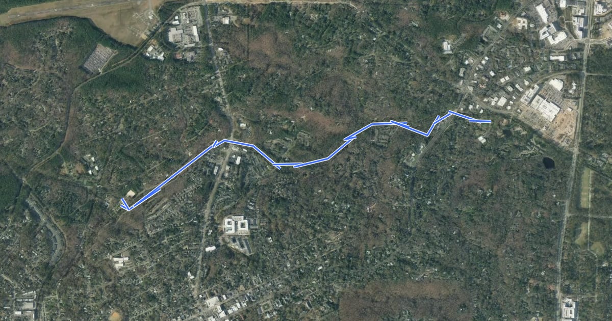 Маршрут Bolin Creek Trail на спутниковом снимке