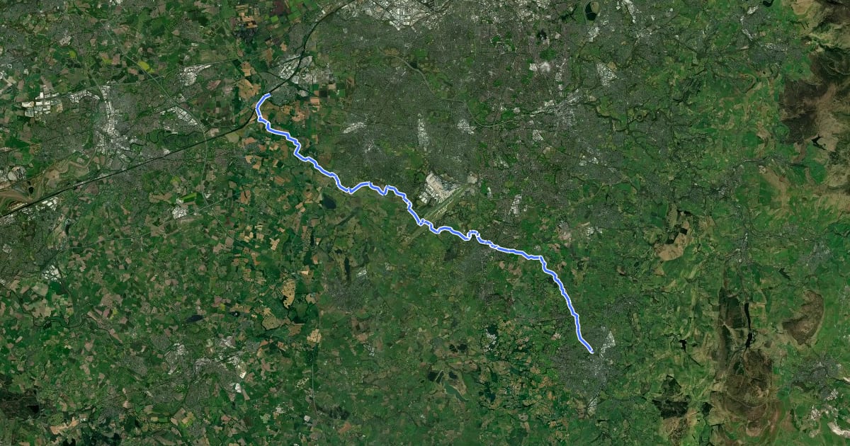 Маршрут Bollin Valley Way на спутниковом снимке