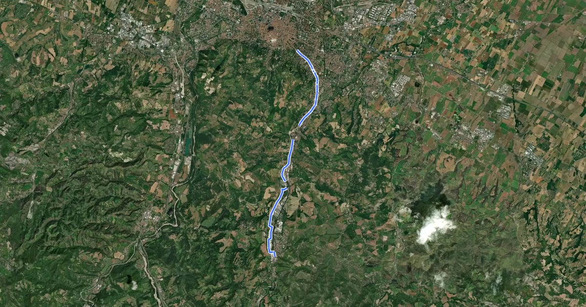 Маршрут Bologna-Pianoro на спутниковом снимке