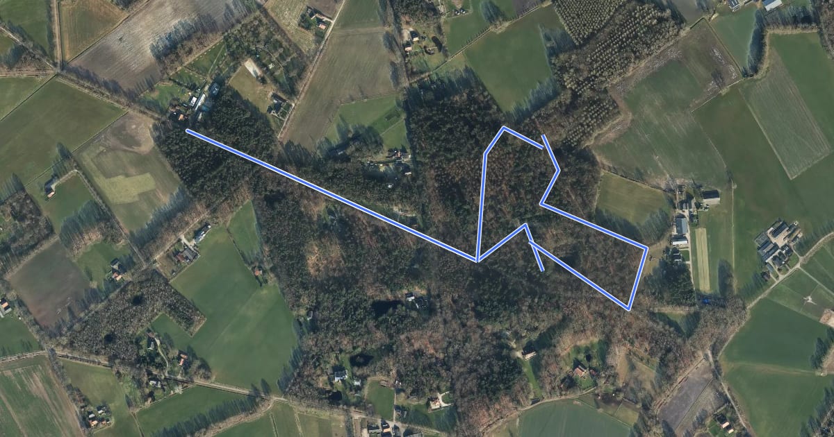 Маршрут Bomenwandeling 't Rijkenbarg & de Mezerij на спутниковом снимке