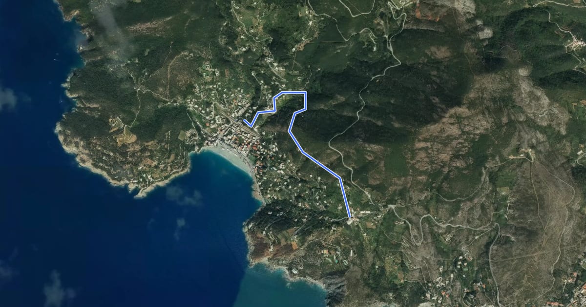 Маршрут Bonassola - Serra - Ponte Panigà - Scernio на спутниковом снимке