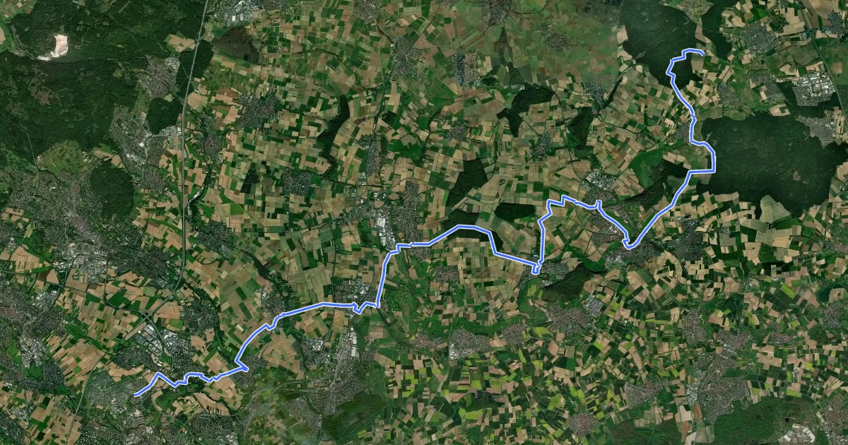 Маршрут Bonifatiusroute Teilstück (Ffm-Kalbach - Altenstadt) на спутниковом снимке