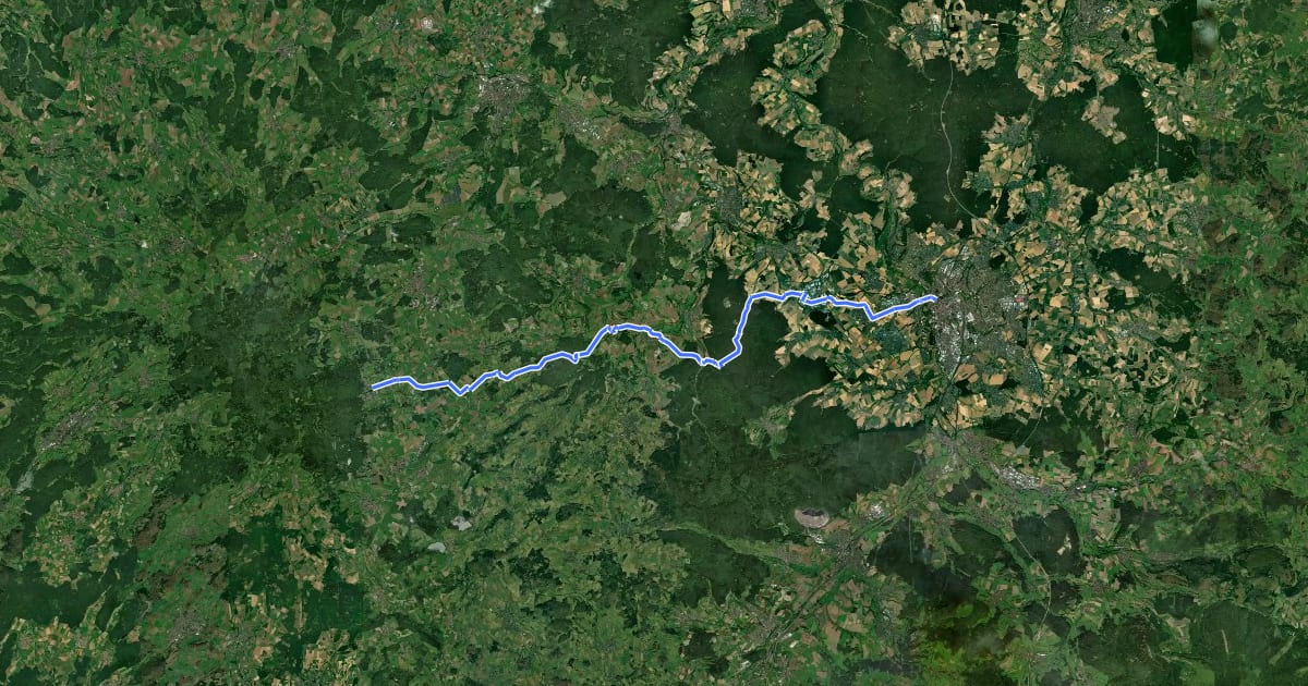 Маршрут Bonifatiusroute Teilstück (Ilbeshausen-Hochwaldhausen - Fulda) на спутниковом снимке