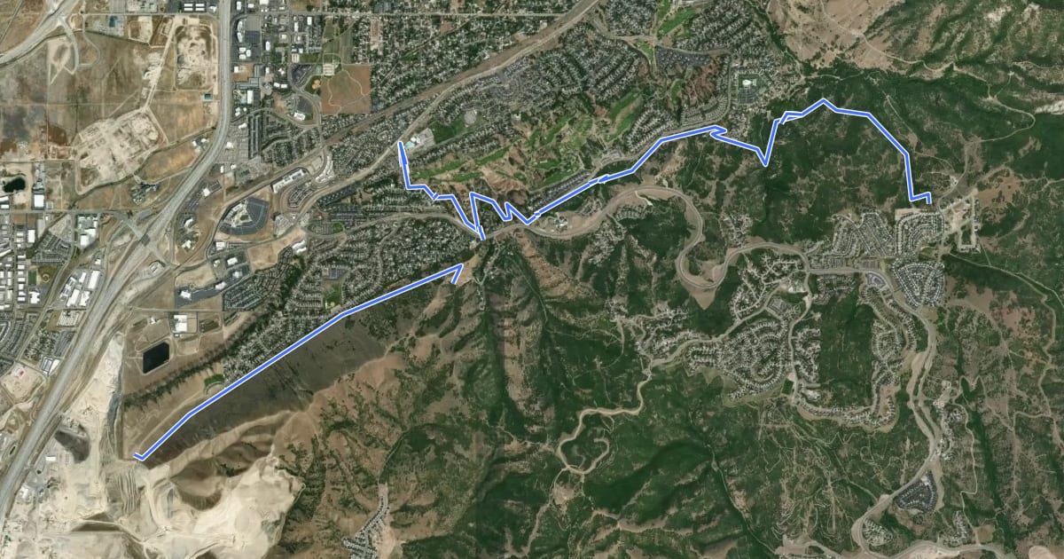 Маршрут Bonneville Shoreline Trail на спутниковом снимке