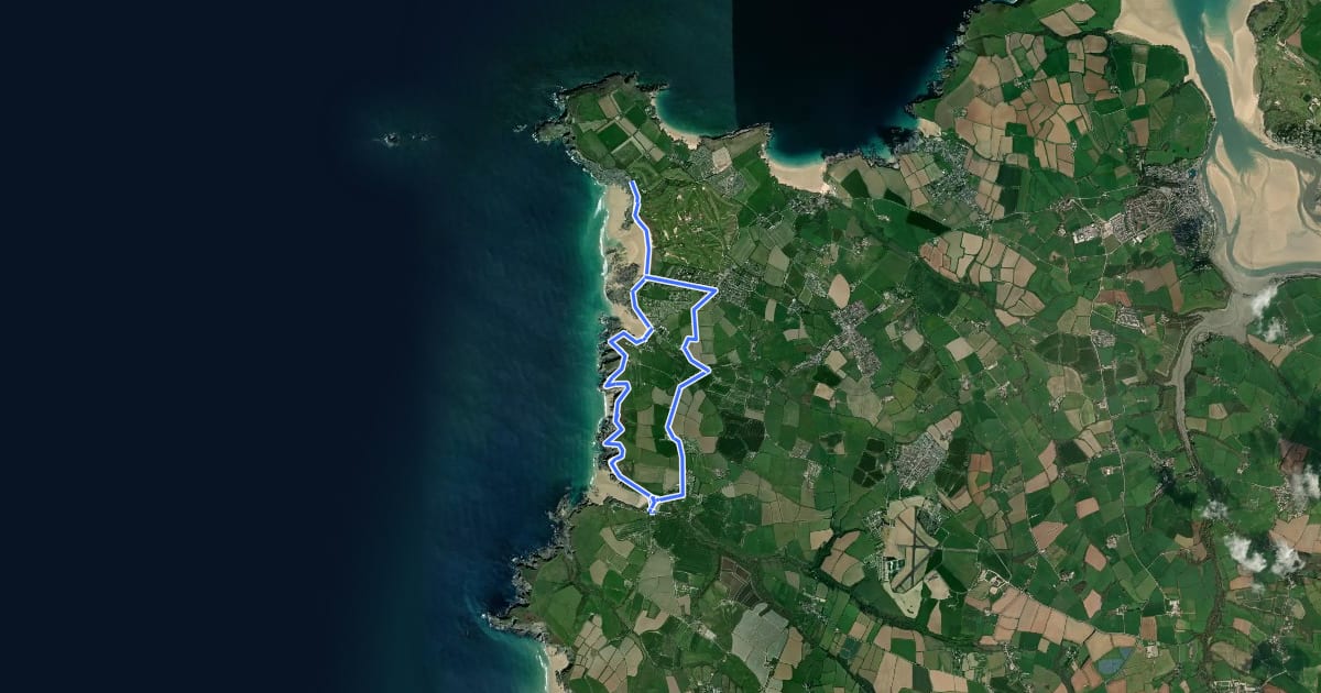 Маршрут Booby's Bay walk, North Cornwall на спутниковом снимке