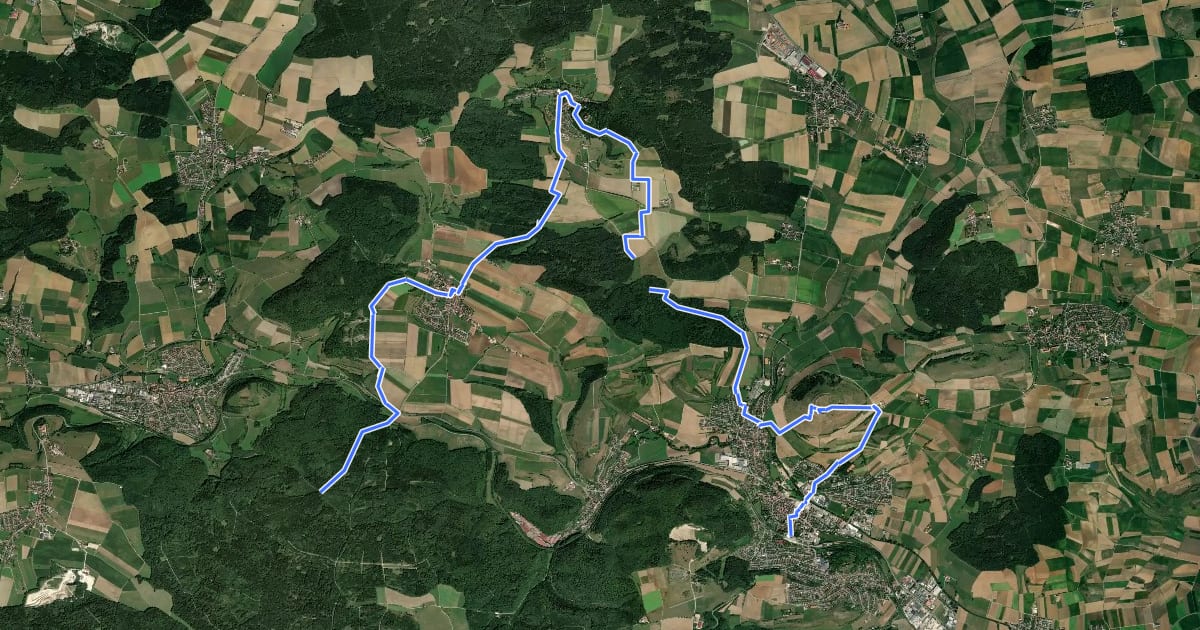 Маршрут Bopfingen - Baldern - Röttingen HW1 на спутниковом снимке