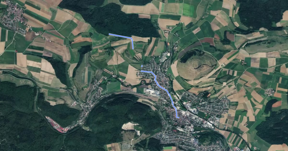 Маршрут Bopfingen - Oberdorf на спутниковом снимке