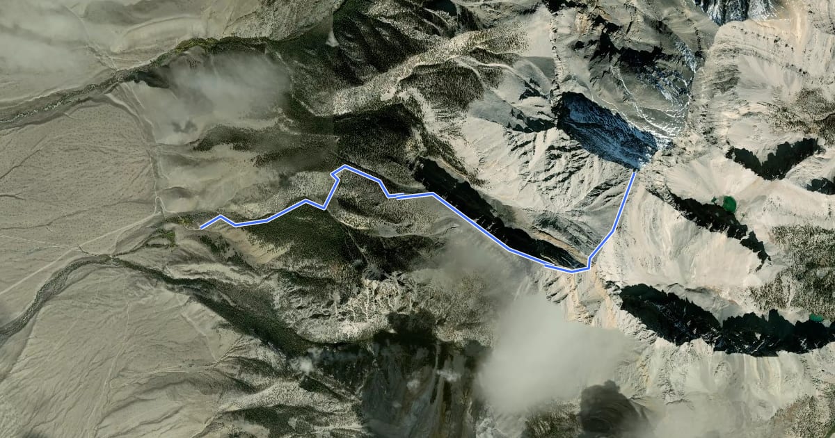 Маршрут Borah Peak Trail на спутниковом снимке