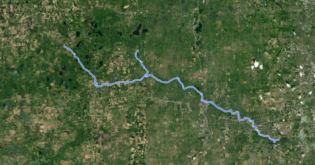 Маршрут Border to Border Trail на спутниковом снимке