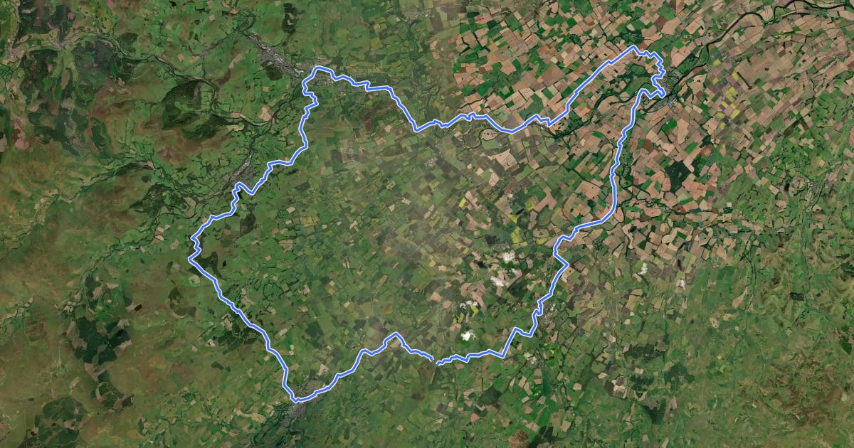 Маршрут Borders Abbeys Way на спутниковом снимке