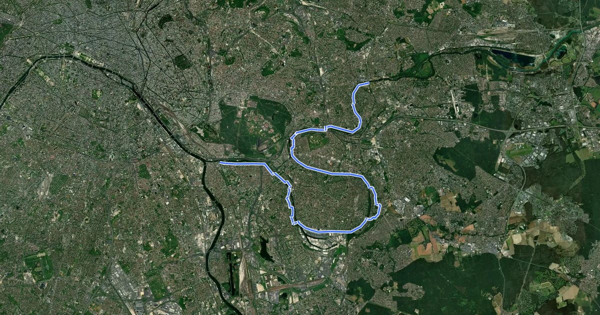 Маршрут Bords de Marne на спутниковом снимке