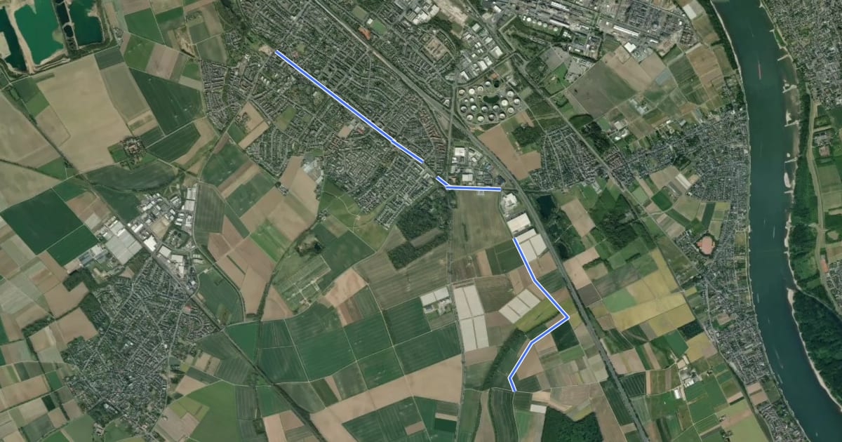 Маршрут Bornheim (11) - Wesseling (74) на спутниковом снимке
