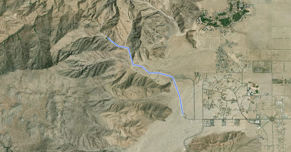 Маршрут Borrego Palm Canyon Nature Trail на спутниковом снимке