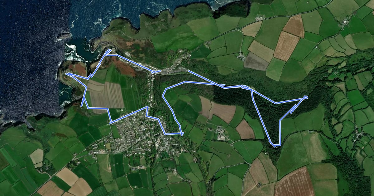 Маршрут Boscastle and the Valency Valley walk, North Cornwall на спутниковом снимке