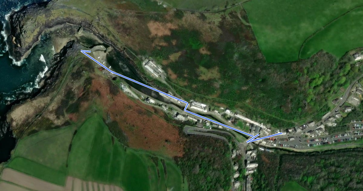 Маршрут Boscastle Harbour walk, North Cornwall на спутниковом снимке