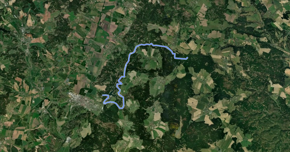 Маршрут Boskovice-Doubrava, rozc., - Horní Štěpánov-Buková, křiž., napojení na 5029 на спутниковом снимке