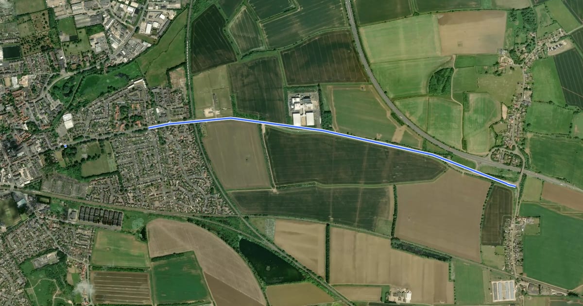 Маршрут Boston Road Cycle Path на спутниковом снимке