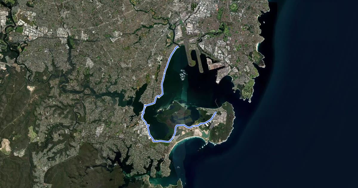 Маршрут Botany Bay Foreshore на спутниковом снимке