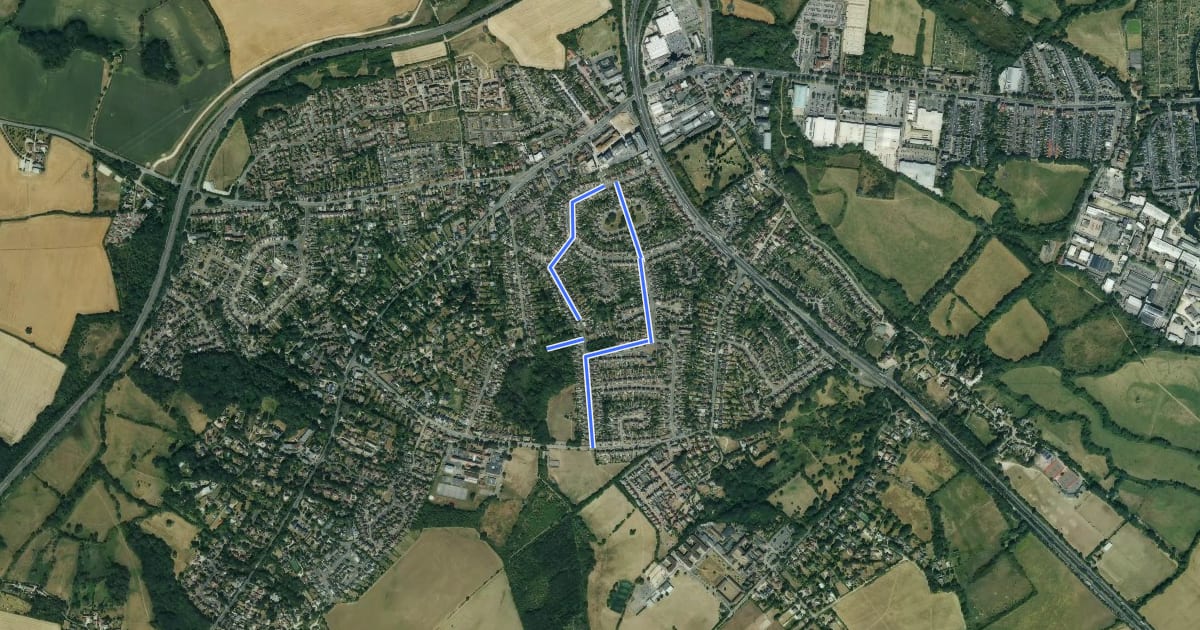 Маршрут Botley Health Routes - Blue на спутниковом снимке