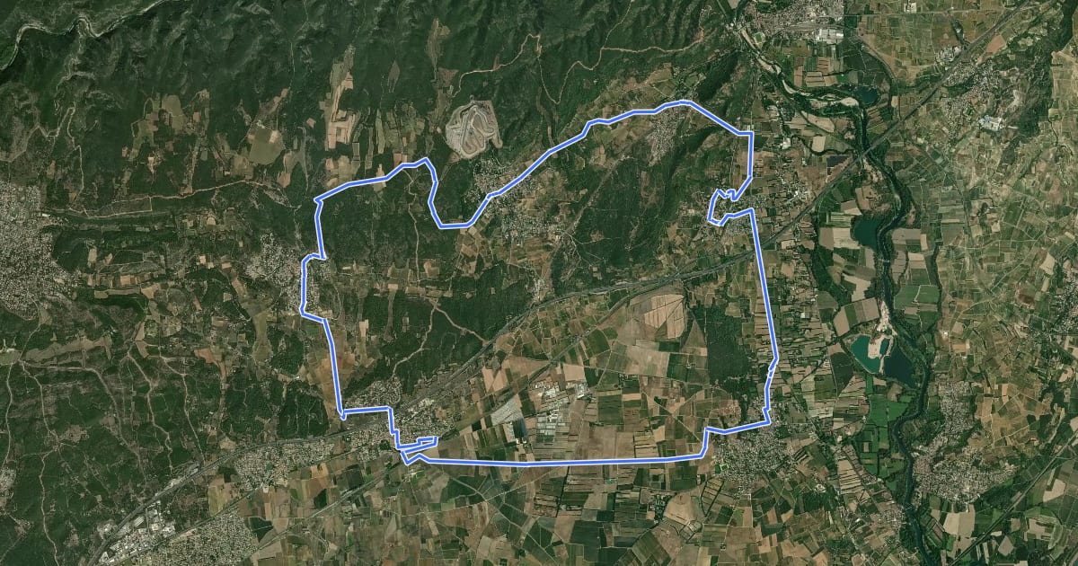 Маршрут Boucle de l'Aqueduc на спутниковом снимке