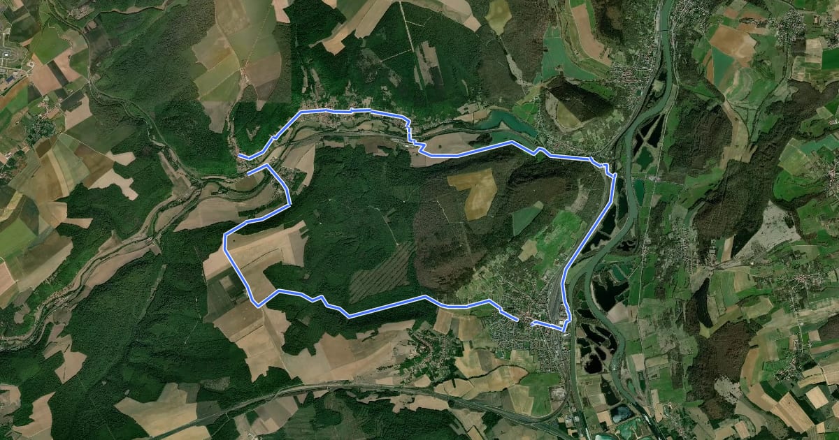 Маршрут Boucle de la Moselle et du Rupt de Mad на спутниковом снимке
