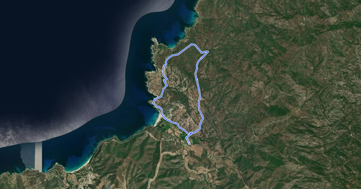 Маршрут Boucle du massif côtier de la Punta di Tilariu на спутниковом снимке