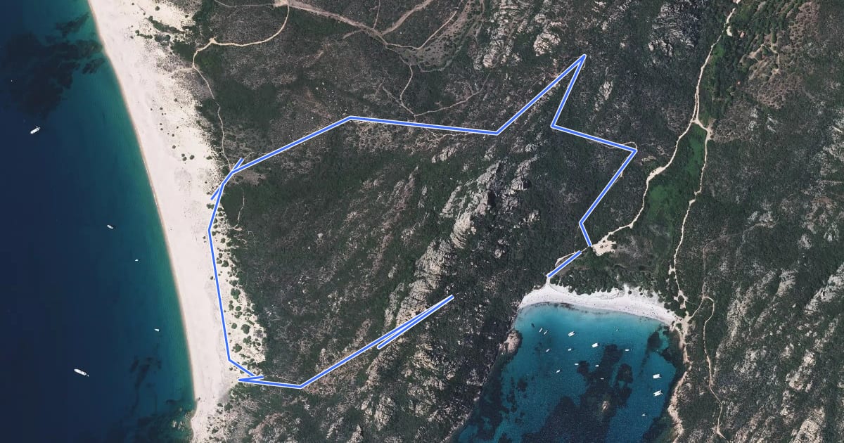 Маршрут Boucle du Massif Côtier du Lion de Roccapina на спутниковом снимке