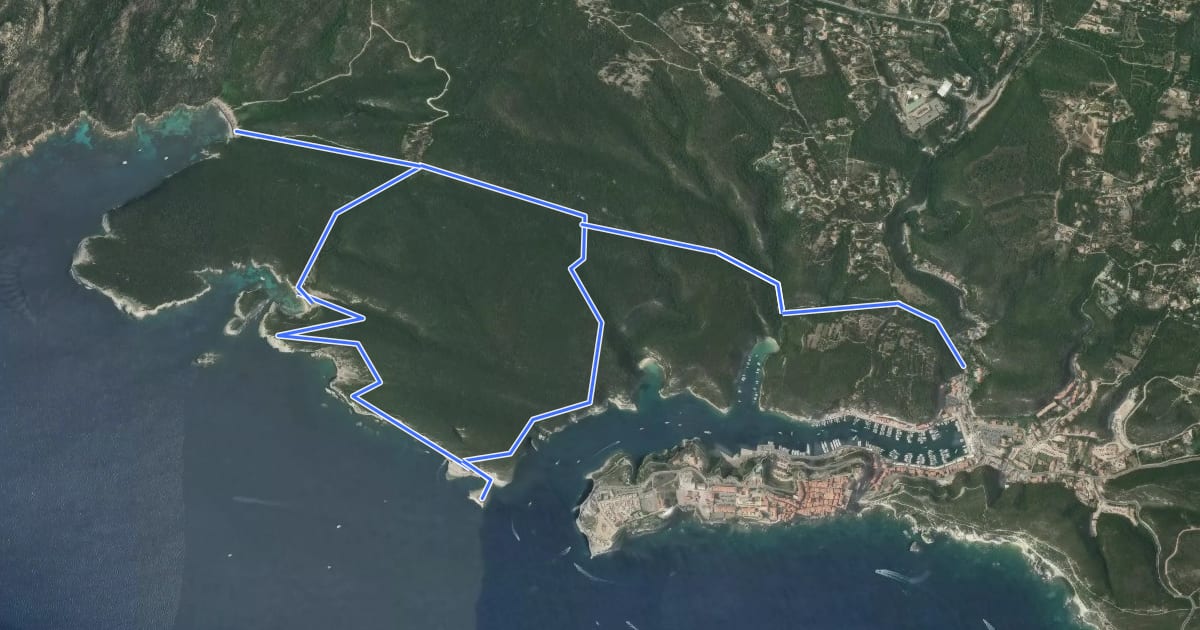 Маршрут Boucle Littorale Strada Vecia Madonetta на спутниковом снимке