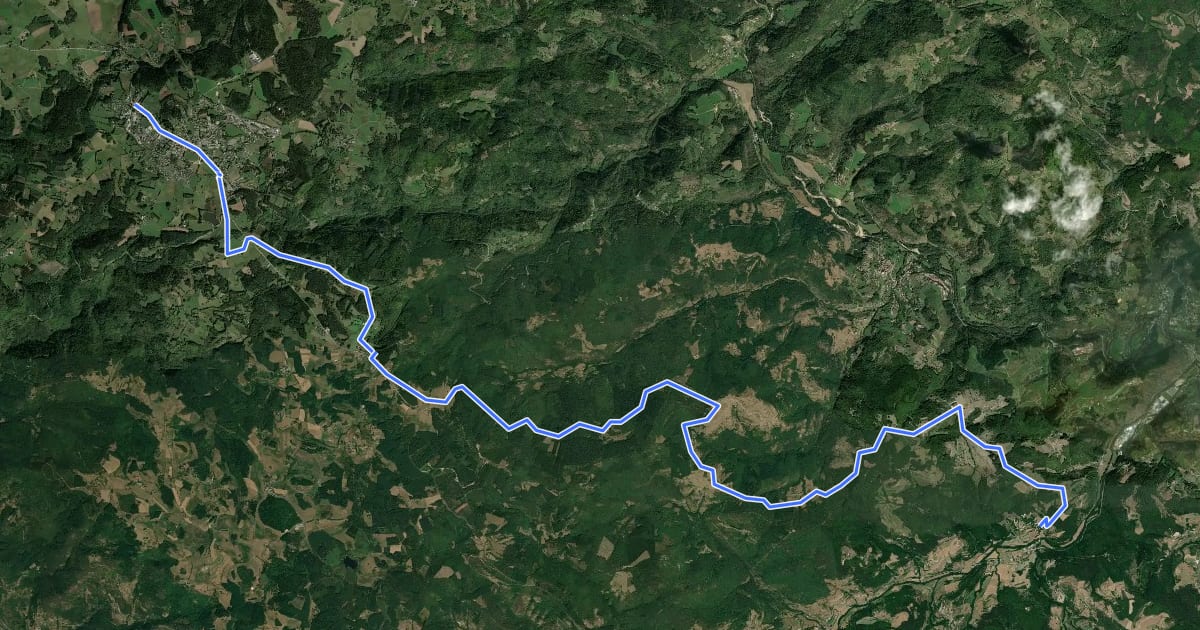 Маршрут Boucle Terre d'Ardèche на спутниковом снимке