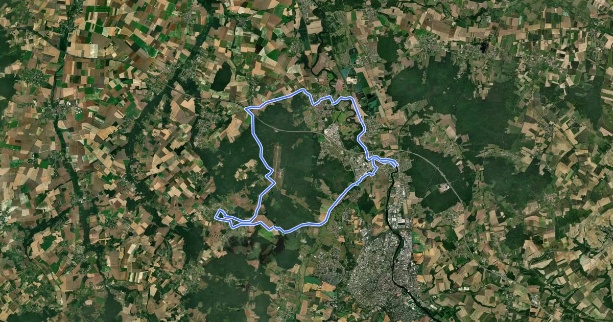 Маршрут Boucle touristique cyclable des Bruyères на спутниковом снимке