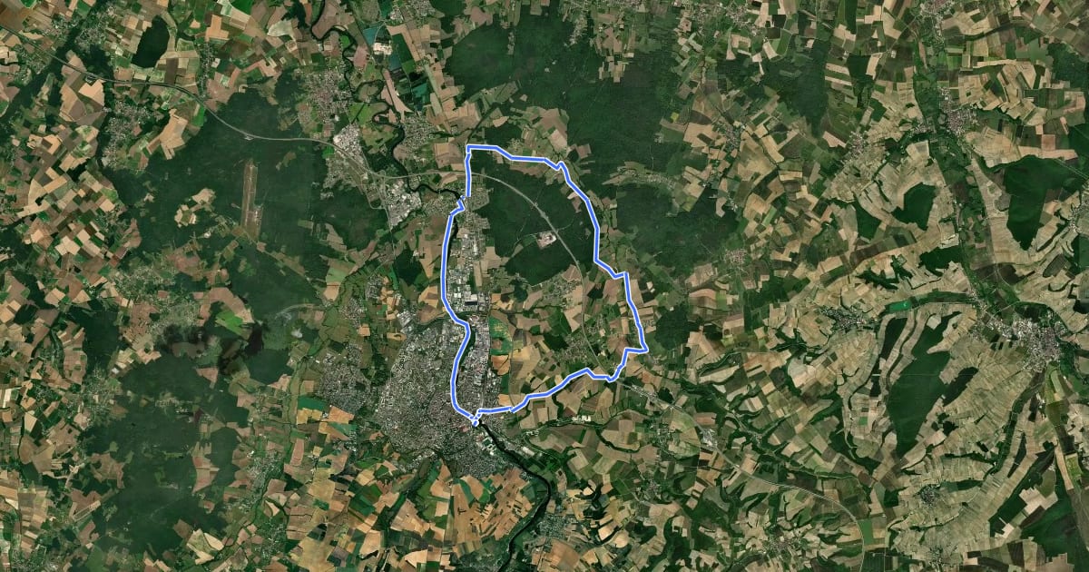 Маршрут Boucle touristique cyclable du Sinotte на спутниковом снимке