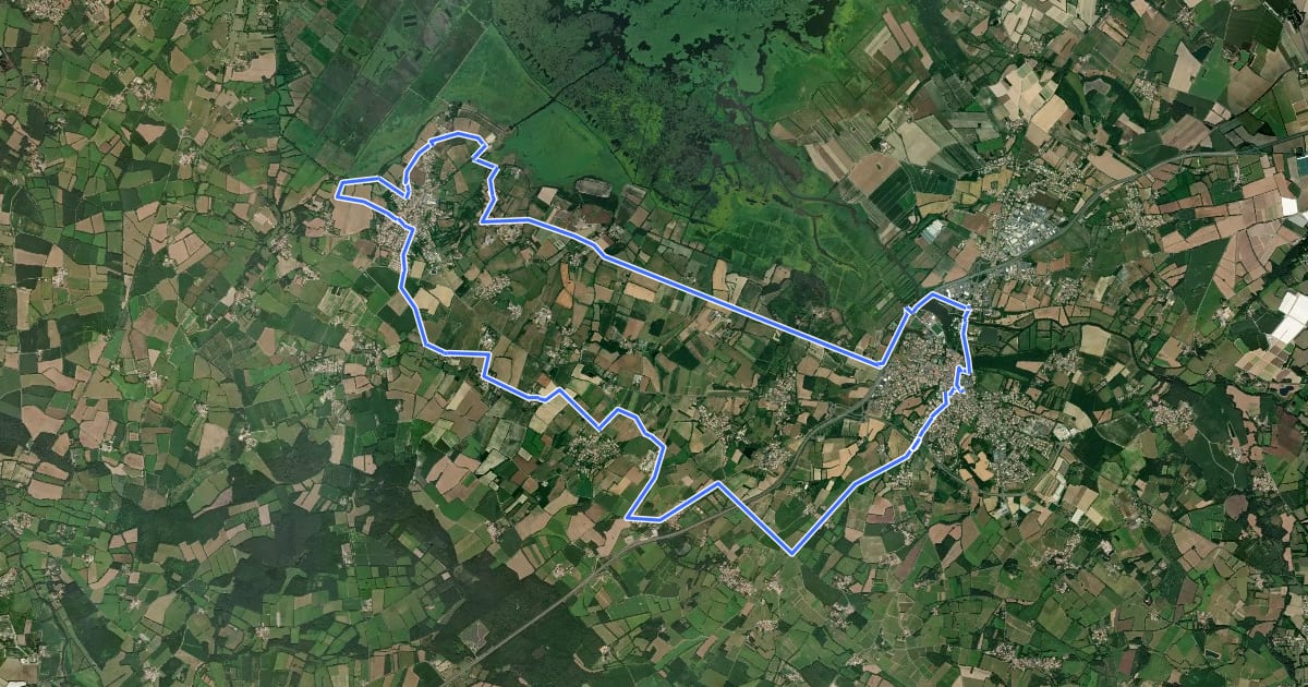 Маршрут Boucle vélo n°4 : Saint Lumine de Coutais - Saint Philbert de Grand Lieu на спутниковом снимке