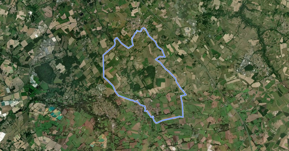 Маршрут Boucle vélo n°6 : Le Bignon - Montbert на спутниковом снимке