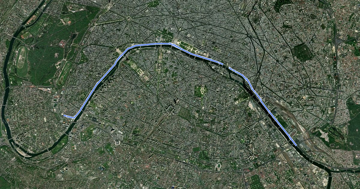 Маршрут Boucles cyclables olympiques (Quai Saint-Exupéry - Bercy) на спутниковом снимке