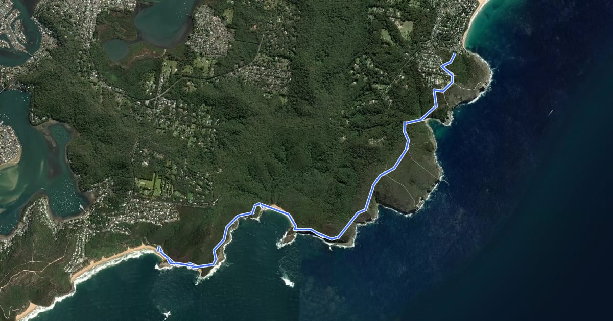 Маршрут Bouddi Coastal Walk на спутниковом снимке