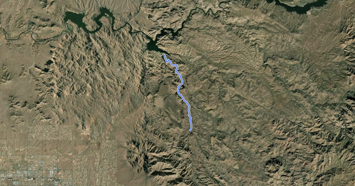 Маршрут Boulder Canyon Trail на спутниковом снимке