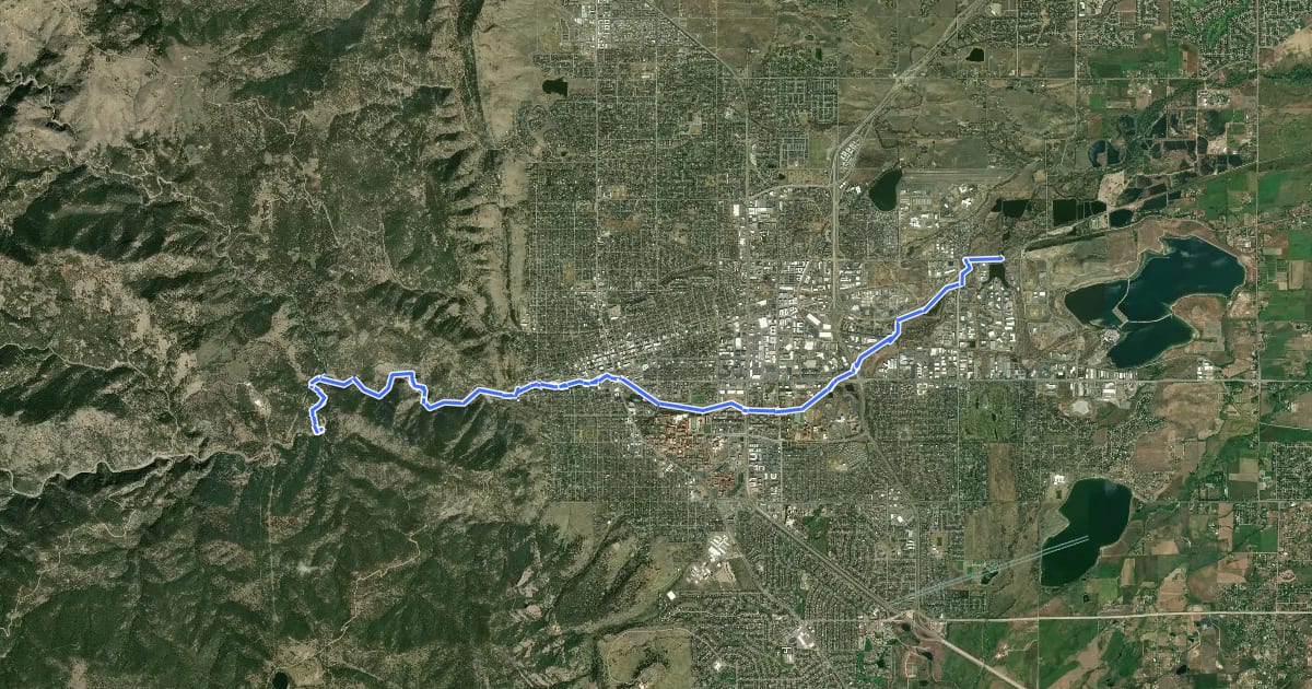 Маршрут Boulder Creek Path на спутниковом снимке
